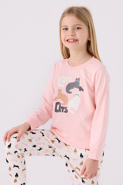 Arnetta Girl's Pink Long Sleeve Pajama Set