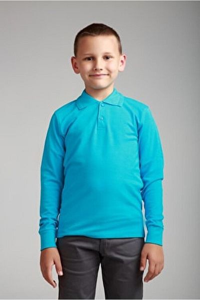 OKULCA Tyrkysové unisexové česané bavlněné polo s výstřihem školní Lacoste