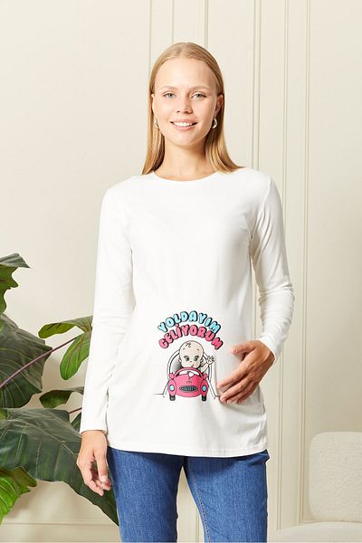 epaavm Long Sleeve Printed Maternity T-Shirt