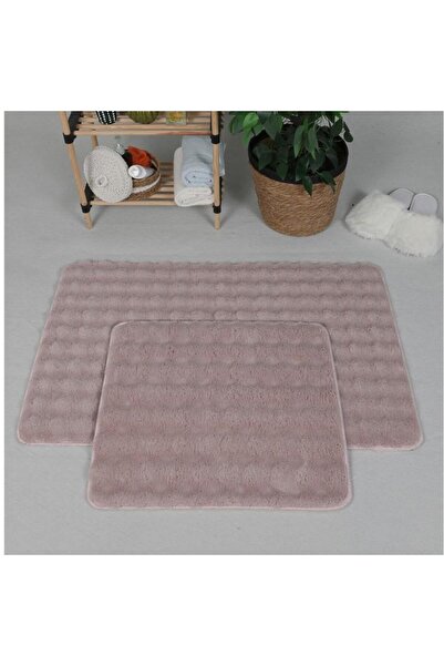 Zebra Casa Bonny 2-комплект плюшевих килимків для ванної кімнати - пудровий
