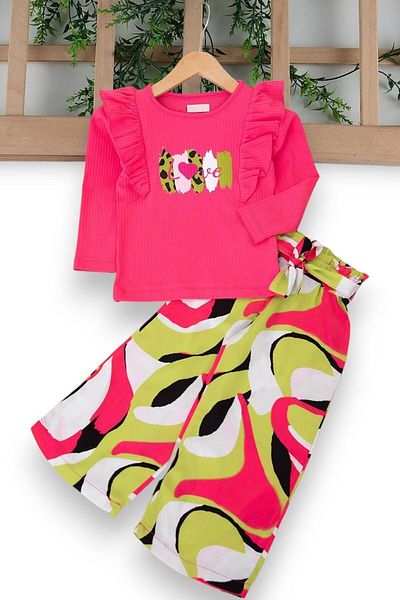 Ege Bebek 2-6 Years Girl's Seasonal Ruffle Trousers Set