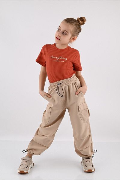 voyyo kids baby GIRL'S SOFT TROUSERS SUMMER SHORT SLEEVE T-SHIRT TROUSERS SET 5-12 YEARS (NARROW FIT)