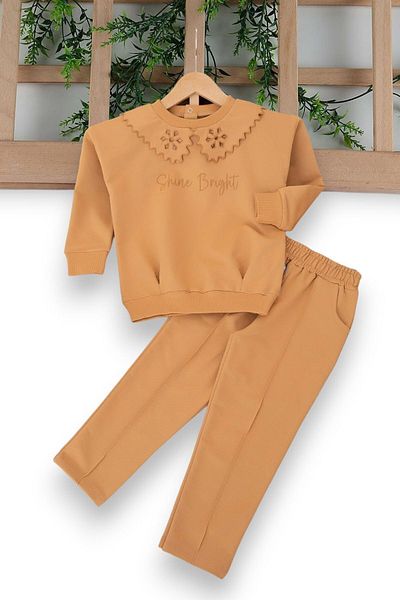 Ege Bebek Seasonal Tracksuit Set with Lace Collar for 2-10 Years Old Girls