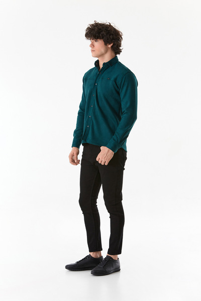Fulla Moda Suede Embroidered Snap Shirt