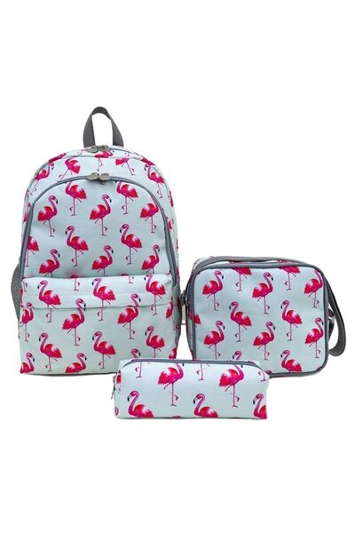 Superbag Kız Çocuk Ilkokul Çantası Flamingo Desenli Sırt Çantası Beslenmelik ...