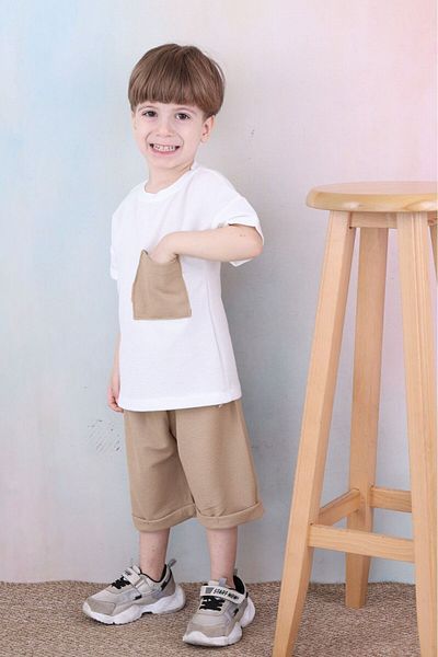 tunays shopping Set pantaloni scurți pentru băieți - țesătură Waffle oversize