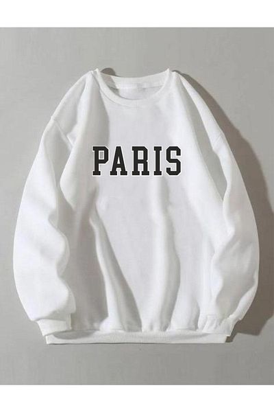 AFROGİYİM Γυναικείο φούτερ με στάμπα Paris Oversize