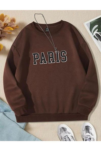 AFROGİYİM Übergroßes Damen-Sweatshirt mit Paris-Print
