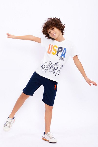 U.S. Polo Assn. Kids Cream Boy Bermuda Suit