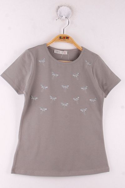 Toontoy Girl's Dragonfly Embroidered School T-Shirt