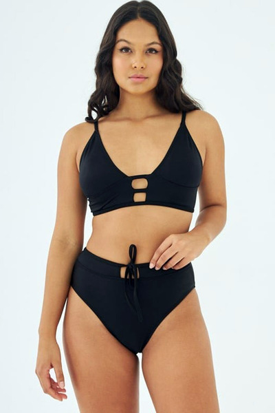 CoolLook Kapsız Desteksiz Üçgen Askılı Üst Yüksek Bel Bağlamalı Slip Alt Rahat Toparlayıcı Bikini Takım