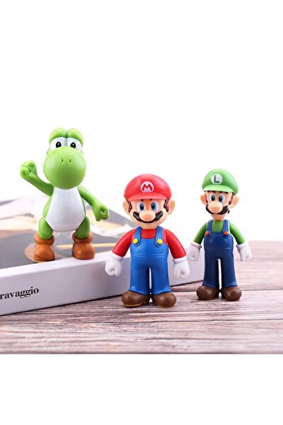 e-life shop Süper Mario Kardeşler Anime Karakter Figür Oyuncak Seti Süper Mario Luigi & Dinozor Yoshi Bir Arada