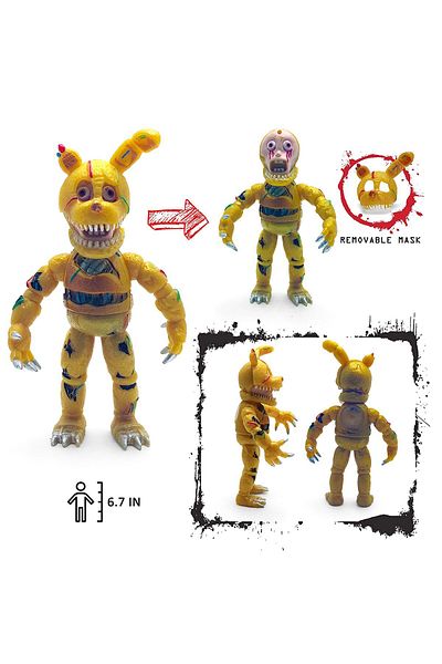 e-life Five Nights At Freddy's Fnaf Masked Lighted Jointed Character Toy Set Jeremy & Springtrap