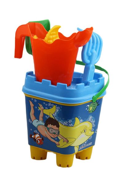 e-life shop 11 Pieces Summer Fun - Beach Toy Set, Bucket and Truck Inflatable Cushioned Bag
