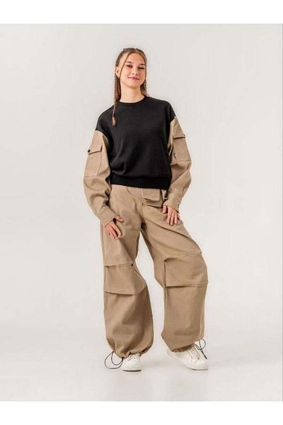 Zekids Girl's Gabardine Trousers - Fitted Belt Detail