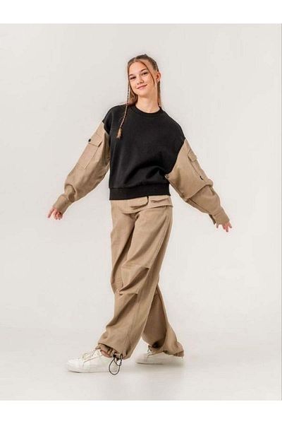 Zekids Girl's Gabardine Trousers - Fitted Belt Detail