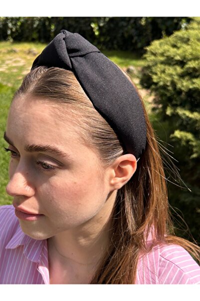 ByMerve Bym352 Fabric - Accesorii pentru păr moale și negru, model cu noduri ...