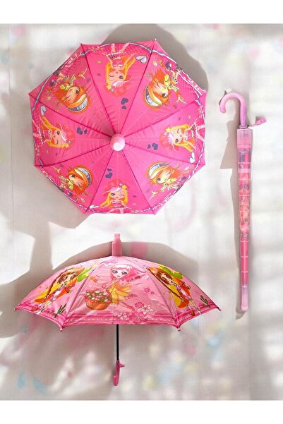 Genel Markalar Bardaklı Korumalı Kız Çocuk Şemsiyesi - 8 Telli Renkli Baskılı...