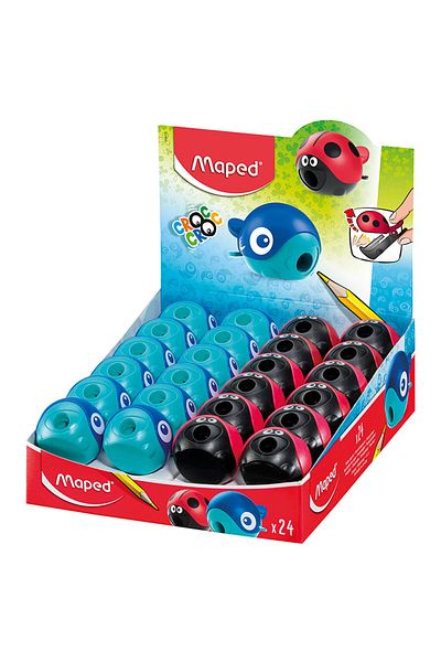 Maped Pencil Sharpener Croc Croc Easy Single Hole Display (DIFFERENT COLOR IS AVAILABLE) 24 Pieces