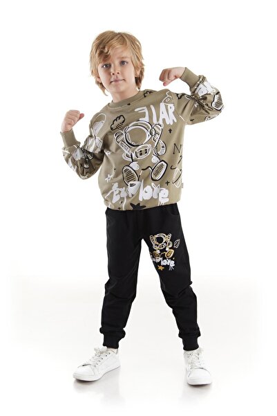 AHENGİM Boy's Astronaut Printed Tracksuit Set - Cotton, Seasonal Ak2507