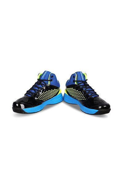 Nivia Men's Warrior-1 PVC Basketball Shoes | 11UK ,12 US, 45 EU | Black Blue and Green