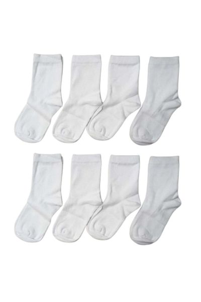 hefox 8 Pairs of Boy's Seamless Cotton Quality White Socks