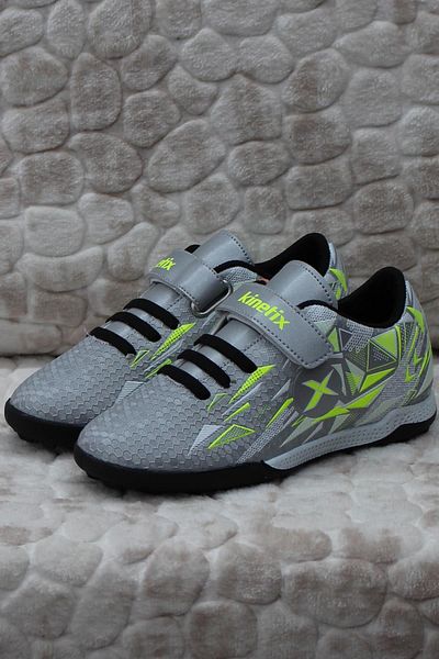 Kinetix Estes TF Gri Verde Produs original Turf Field Carpet Field Pantofi de fotbal pentru copii