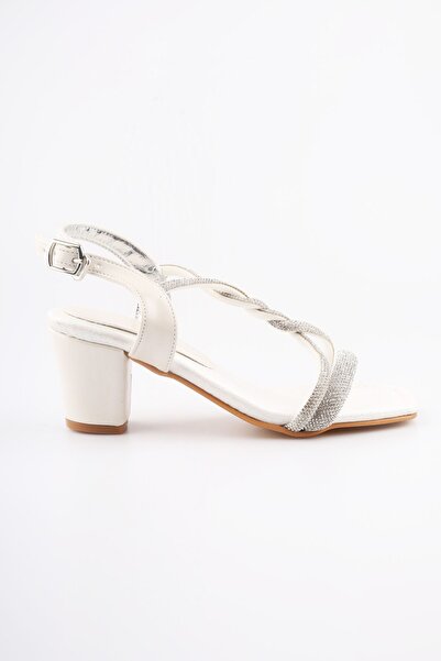 moon glow Girl's Evening Dress Shoes Children's Evening Dress Heeled Shoes Girl's Cross Stone Detailed Heeled Shoes