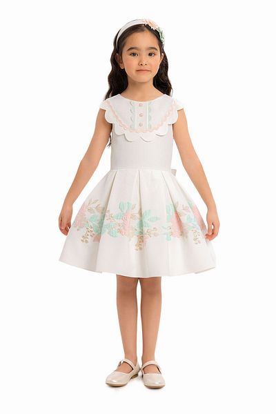 Pamina Slice Collar Powder Girl's Dress Age 3-7