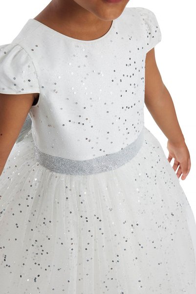 Pamina Ecru, Glittery Tulle Girl's Dress 3-4-5-6-7 Years