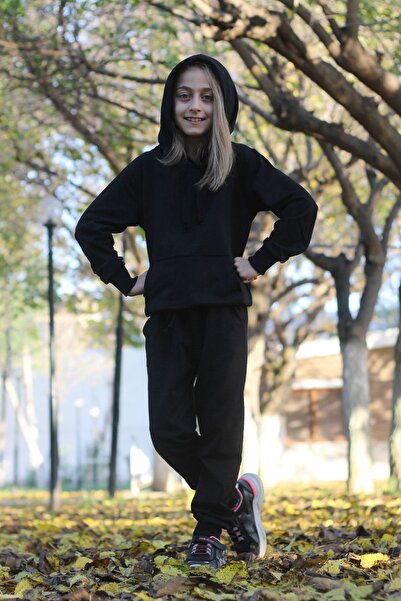 İnciTekstil Kangaroo Pocket Hooded Unisex Girl Boy Tracksuit Set