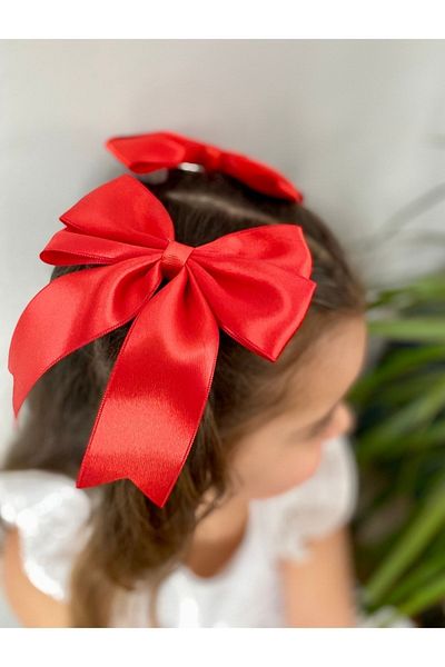 kombin takı Handmade Red Satin Holiday Girl's Buckle (Pair)