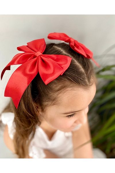 kombin takı Handmade Red Satin Holiday Girl's Buckle (Pair)