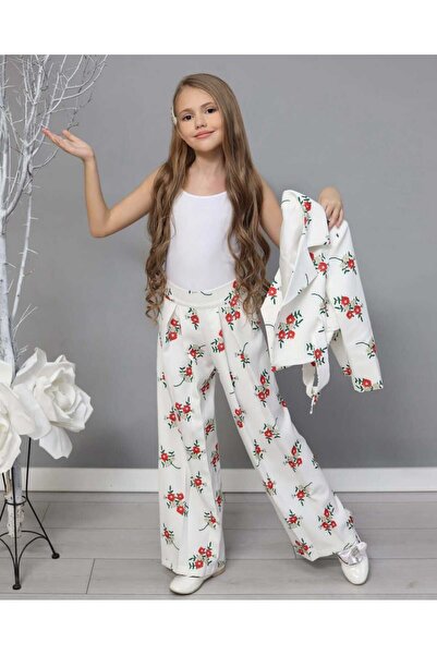 By Feyza Kids Collection Girl's Floral Patterned Jacket Set