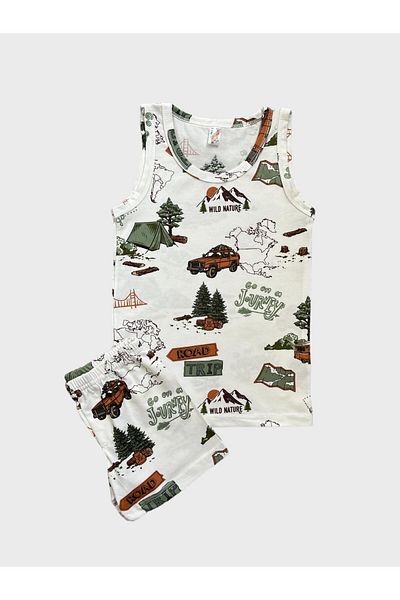 elmas kids White Cotton Boys' Athlete Boxers - Bus and Tree Pattern