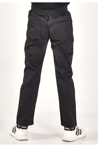 MORE KIDS Smoked Ribbed Waist Canvas School Pants