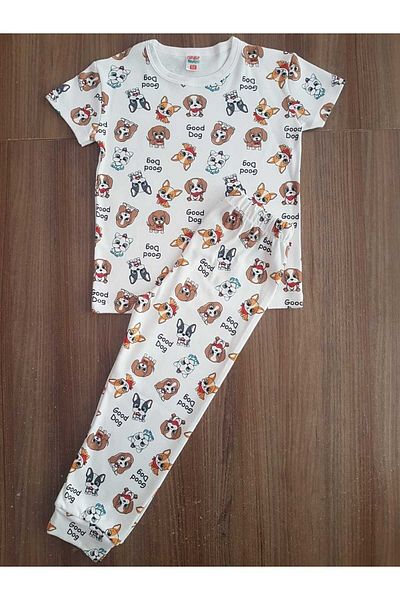 Çamaşır Bahçesi Комплект детска пижама с шарени къси ръкави #printedchildren'spajamaset #laundrygarden #shortsleevedpajamaset