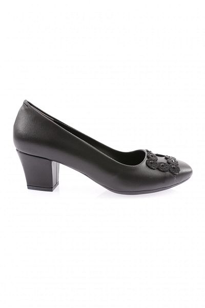 DGN Black Women's High Heels - Blunt Toe, Crystal Square Buckle, Laser 3432328