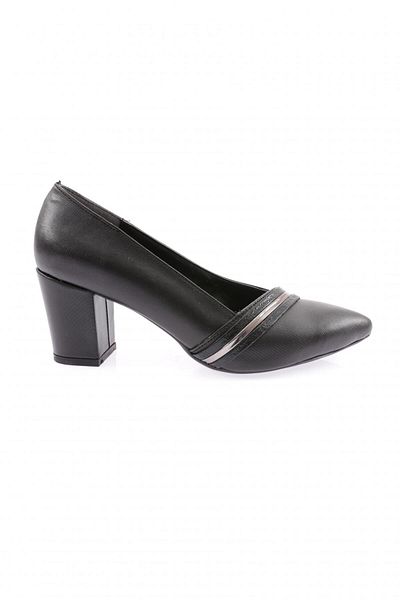 DGN Pantofi cu toc cu cataramă în față cu vârf rotund pentru femei Laser negru 7252328