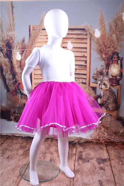 Astar Kostüm Tutu Skirt Fuchsia White Ribbon Girl's 23 April Performance Crinoline Skirt