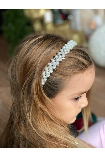 QUEEN AKSESUAR Luxury 3 Rows Pearl Silver Metal Crown with Pearls Adult Children's Crown