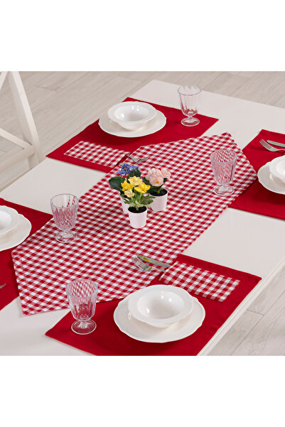 Tropikhome Yılbaşı Sunum Seti Runner Kırmızı Amerikan Servis Supla Ve Runner ...