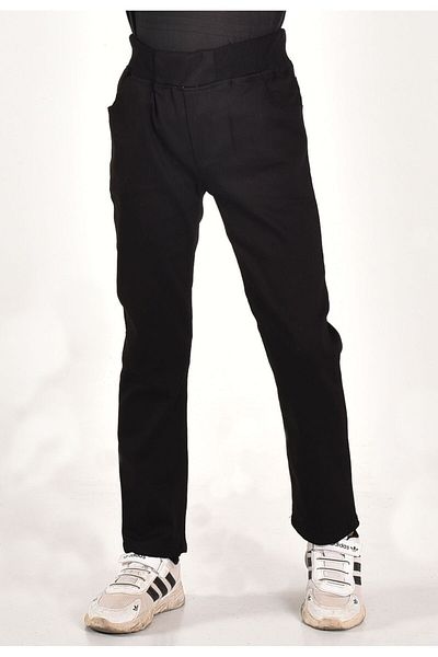 MORE KIDS Black Ribbed WaistCanvasSchool Pants
