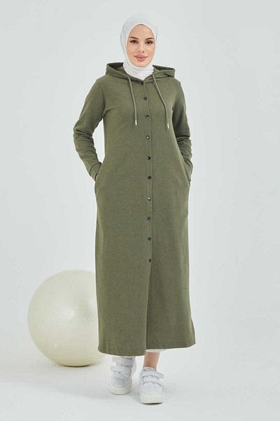 BURCU TESETTÜR Front Snap Hijab Cap Btc0003 Khaki