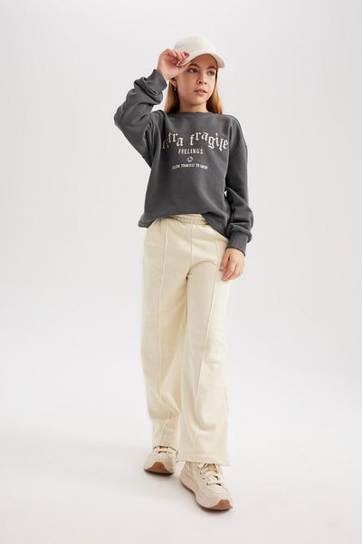 DeFacto Girl's Crew Neck Crop Sweatshirt B7818A823Wn