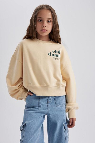DeFacto Girls Oversize Wide Fit Crew Neck Printed Sweatshirt A6158A823Au