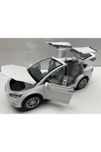 Hepsilazım Tesla Model X Metal Araba 23 Cm Sesli Işıklı Kapılar Bagaj Kaput A...