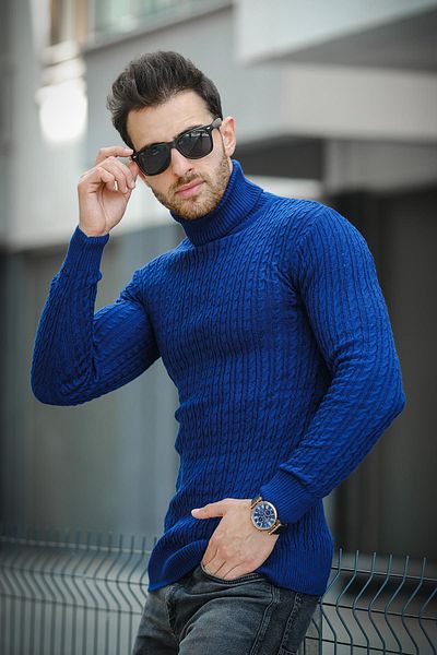Oksit Ανδρικό πλεκτό κορμάκι με ψηλό λαιμό Seka 821 Slim-Fit