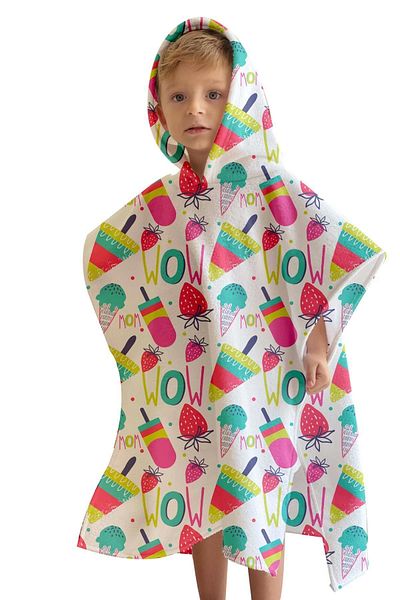 C&City C1701 Modell Creme Kinder Poncho - Digital gedruckt