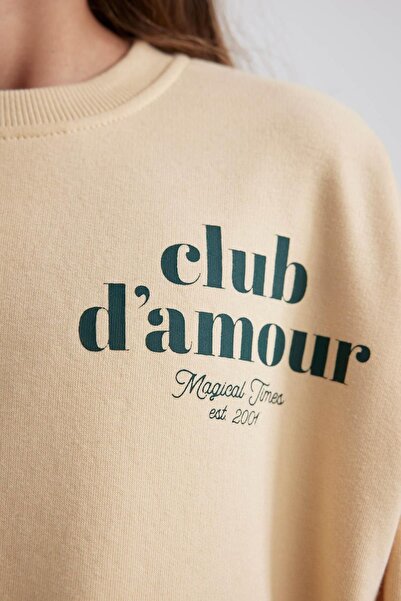 DeFacto Dívčí oversize Wide Fit mikina s výstřihem a výstřihem A6158A823Au